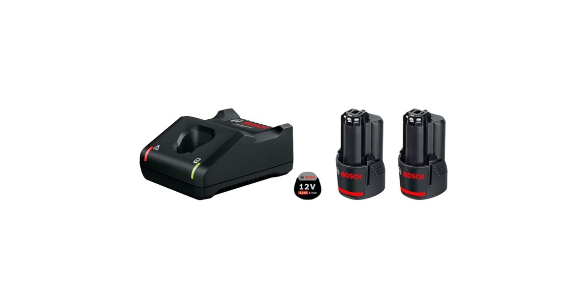 Bosch Starter-Set 12V (2x GBA 12V 3.0Ah + GAL 12V-40 Professional)(schwarz, 2x Akku + Ladegerät)