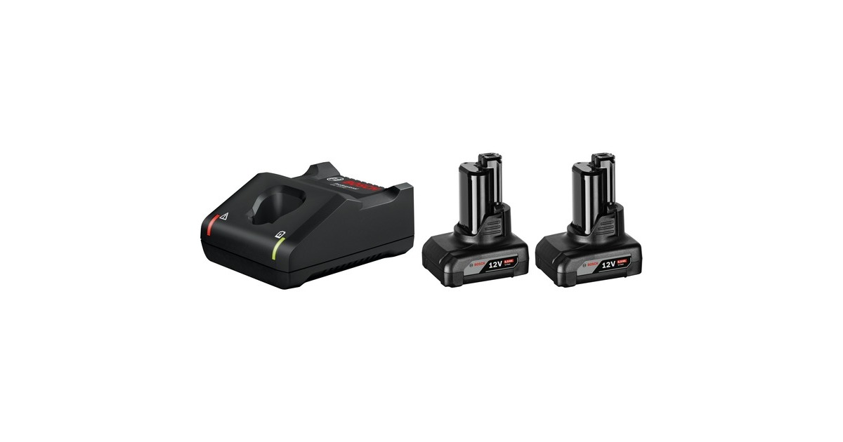 Bosch Starter-Set 12V (2x GBA 12V 6.0Ah + GAL 12V-40 Professional), Ladegerät(schwarz, 2x Akku + Ladegerät)