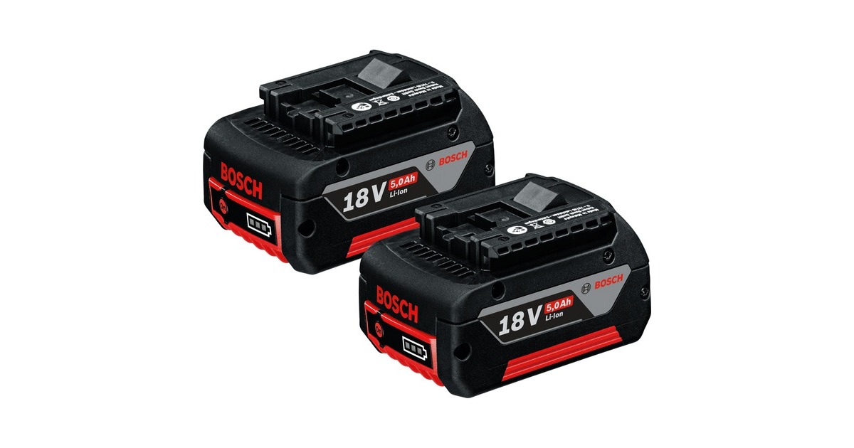 Bosch Starter-Set 18V (2x GBA 18V 5.0Ah + GAL 1880 CV Professional), Ladegerät(schwarz, 2x Akku + Ladegerät, AMPShare Alliance)