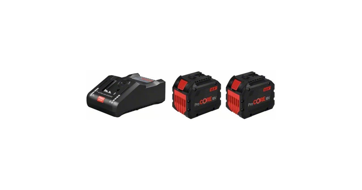 Bosch Starter Set 18V (2x ProCORE 18V 12.0Ah + GAL 18V-160 C Professional + GCY 42)(schwarz, 2x Akku + Ladegerät, inkl. Connectivity Modul, AMPShare Alliance)