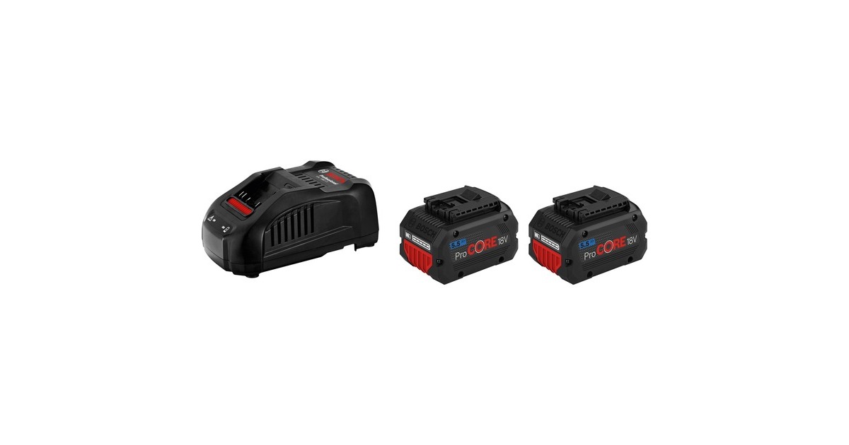 Bosch Starter-Set 18V (2x ProCORE 18V 5.5Ah + GAL 1880 CV Professional)(schwarz, 2x Akku + Ladegerät, AMPShare Alliance)