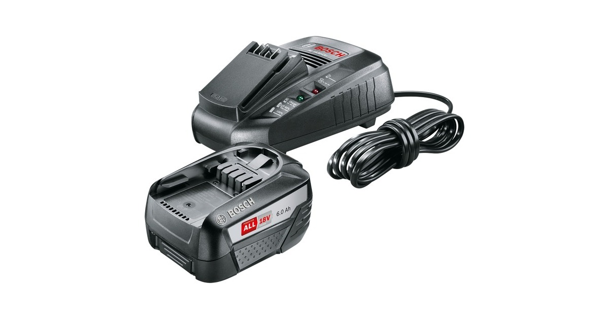 Bosch Starter-Set 18V (PBA 6.0Ah + AL 1830 CV), Ladegerät(schwarz, Akku + Ladegerät, POWER FOR ALL ALLIANCE)