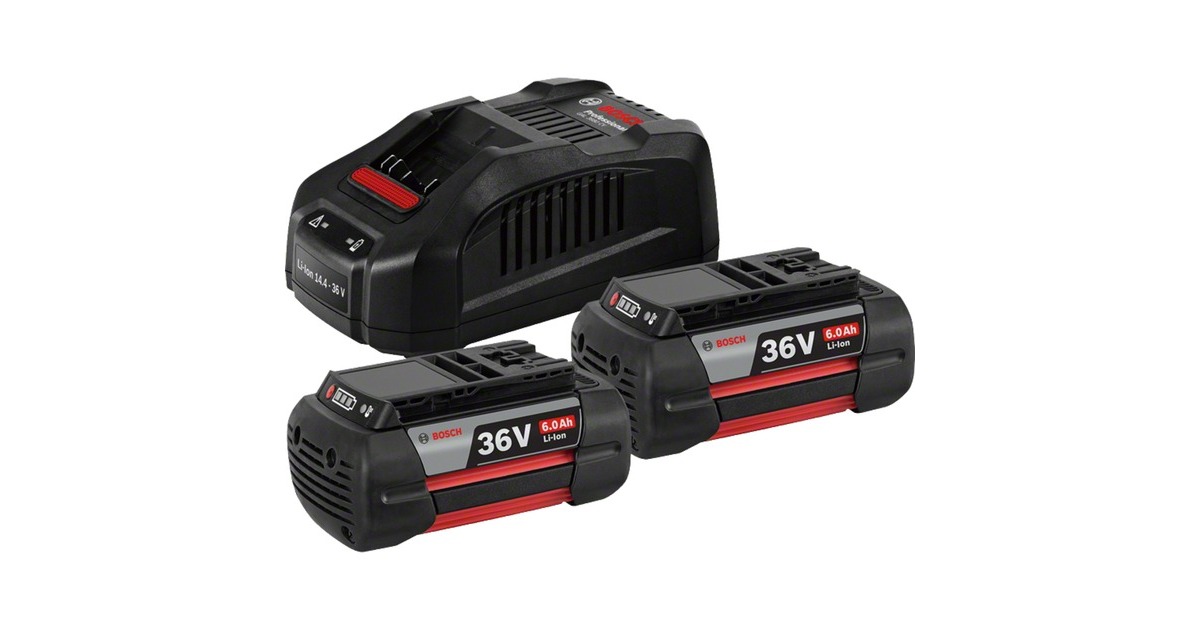 Bosch Starter-Set 36V (2x GBA 36V 6.0Ah + GAL 3680 CV Professional)(schwarz, 2x Akku + Ladegerät)
