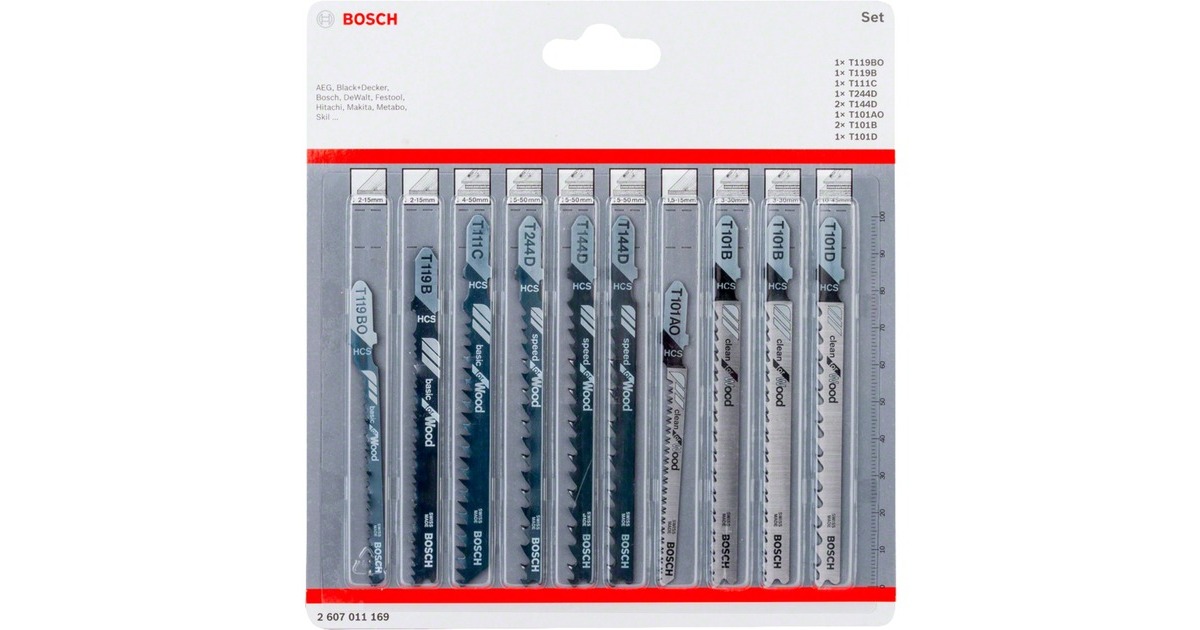 Bosch Stichsägeblatt-Satz für Holz, 10-teilig
