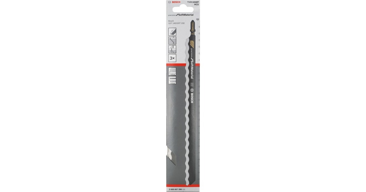 Bosch Stichsägeblatt T 1013 AWP Precision for Soft Material, 250mm(3 Stück)