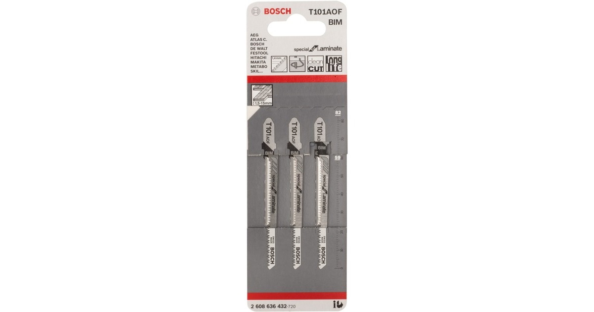 Bosch Stichsägeblatt T 101 AOF Special for Laminate, 83mm(3 Stück)