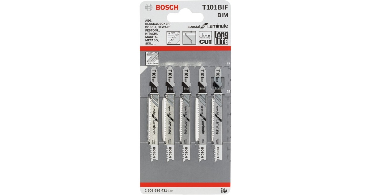 Bosch Stichsägeblatt T 101 BIF Special for Laminate, 83mm(5 Stück)