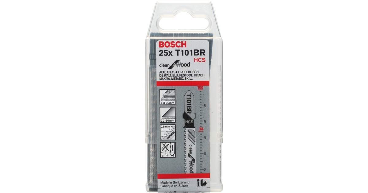 Bosch Stichsägeblatt T 101 BR Clean for Wood, 100mm(25 Stück)