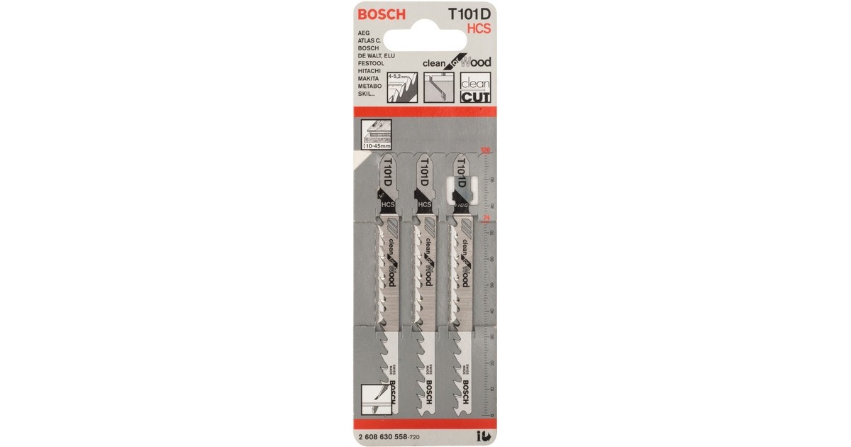 Bosch Stichsägeblatt T 101 D Clean for Wood, 100mm(3 Stück)