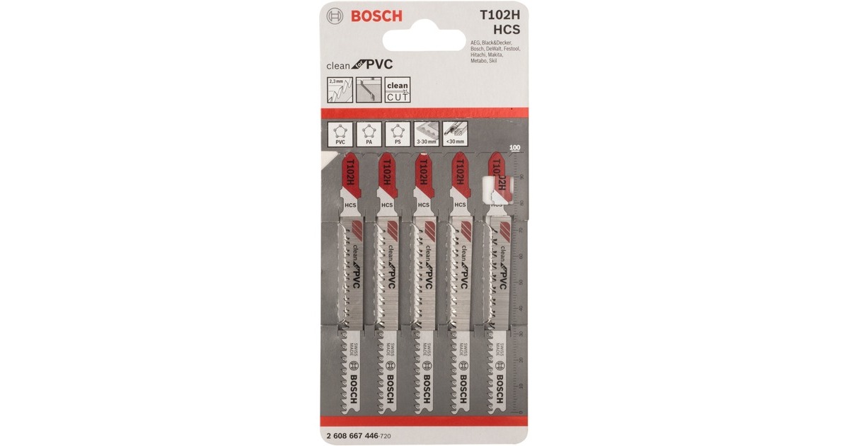 Bosch Stichsägeblatt T 102 H Clean for PVC, 100mm(5 Stück)