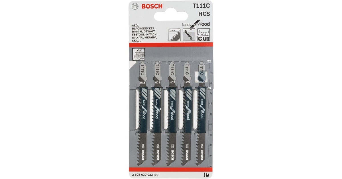 Bosch Stichsägeblatt T 111 C Basic for Wood, 100mm(5 Stück)