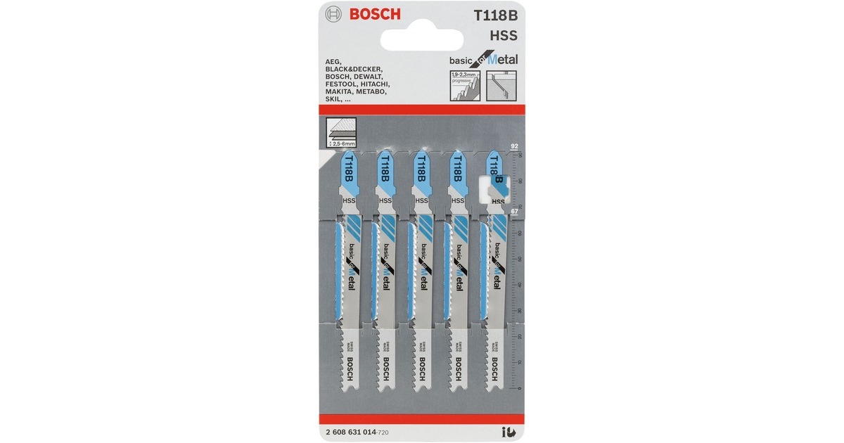 Bosch Stichsägeblatt T 118 B Basic for Metal, 92mm(5 Stück)