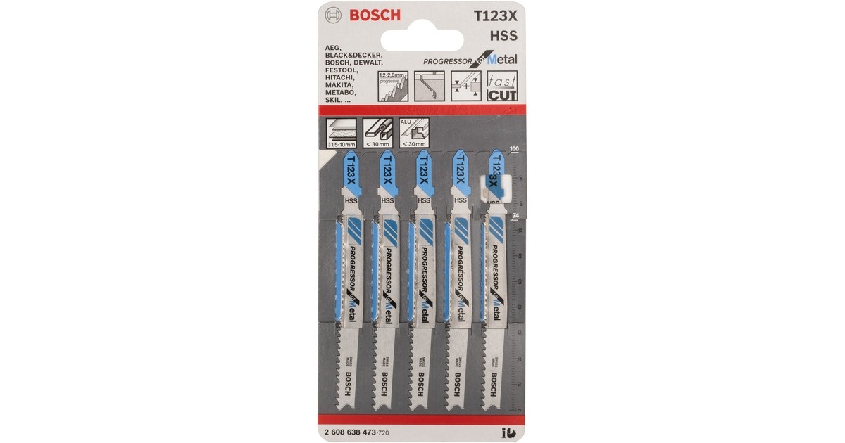 Bosch Stichsägeblatt T 123 X Progressor for Metal, 100mm(5 Stück)