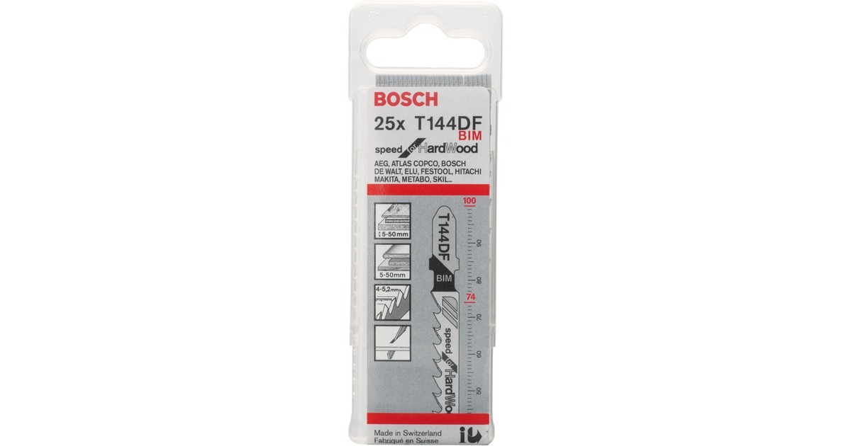 Bosch Stichsägeblatt T 144 DF Speed for Hard Wood, 100mm(25 Stück)