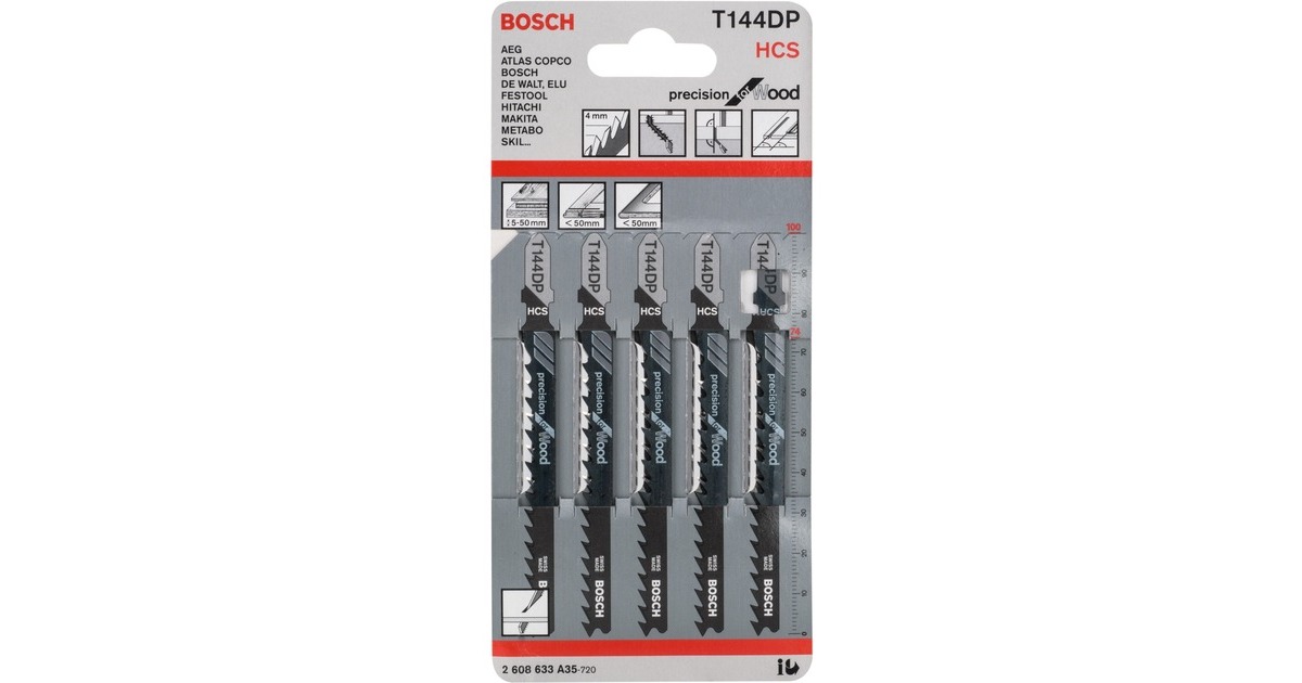 Bosch Stichsägeblatt T 144 DP Precision for Wood, 100mm(5 Stück)