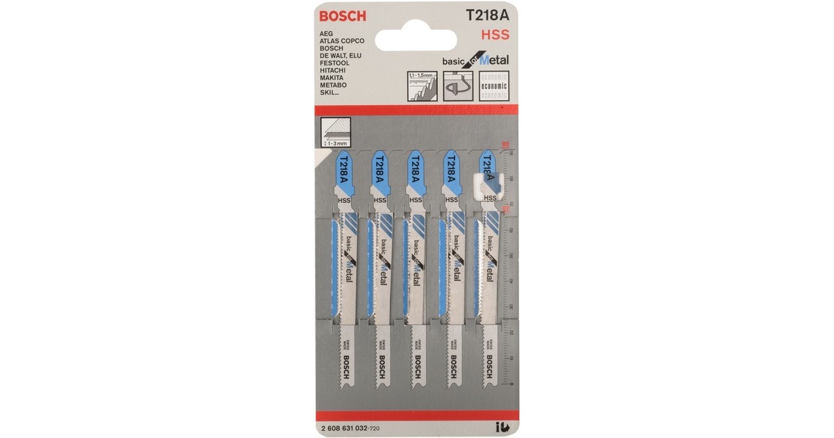 Bosch Stichsägeblatt T 218 A Basic for Metal, 92mm(5 Stück)