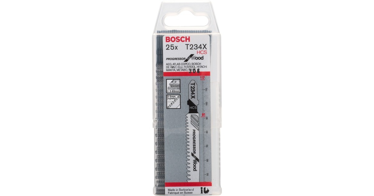 Bosch Stichsägeblatt T 234 X Progressor for Wood, 117mm(25 Stück)