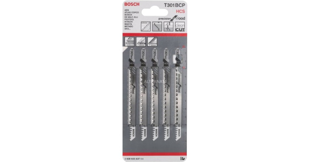 Bosch Stichsägeblatt T 301 BCP Precision for Wood, 117mm(5 Stück)