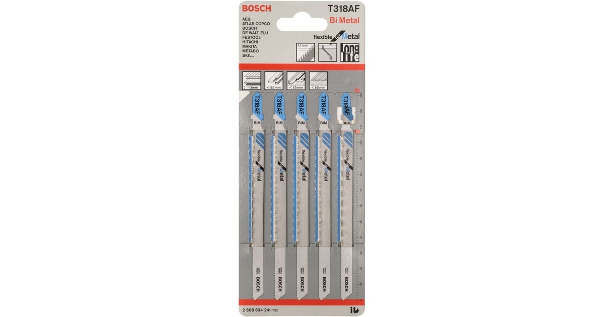 Bosch Stichsägeblatt T 318 AF Flexible for Metal, 132mm(5 Stück)