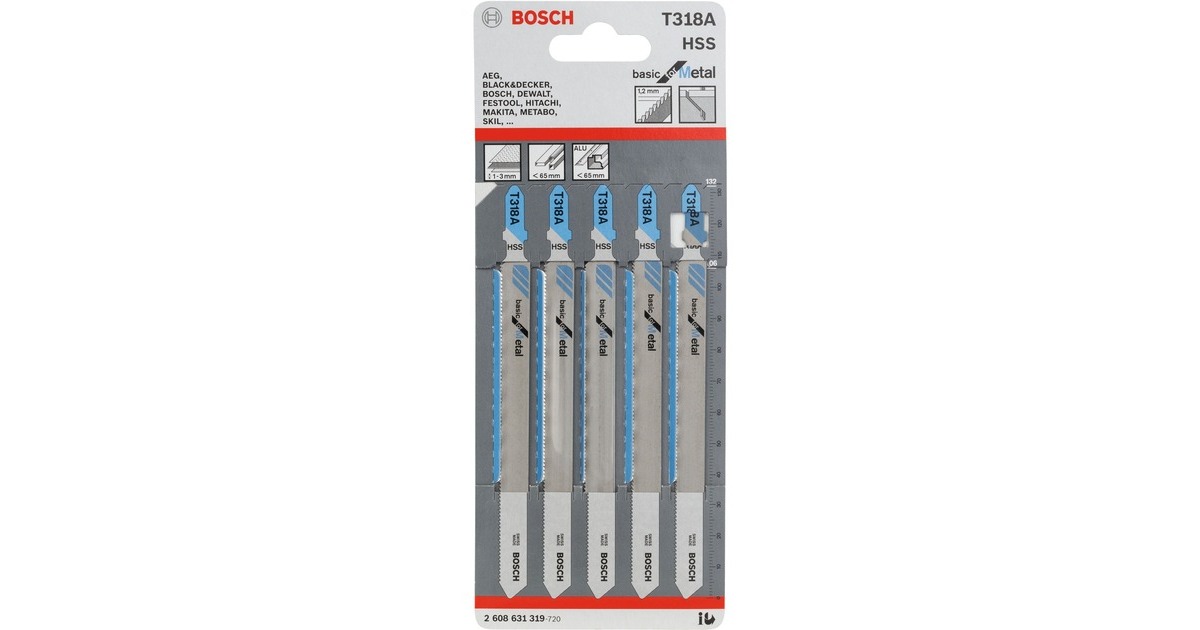 Bosch Stichsägeblatt T 318 A Basic for Metal, 132mm(5 Stück)
