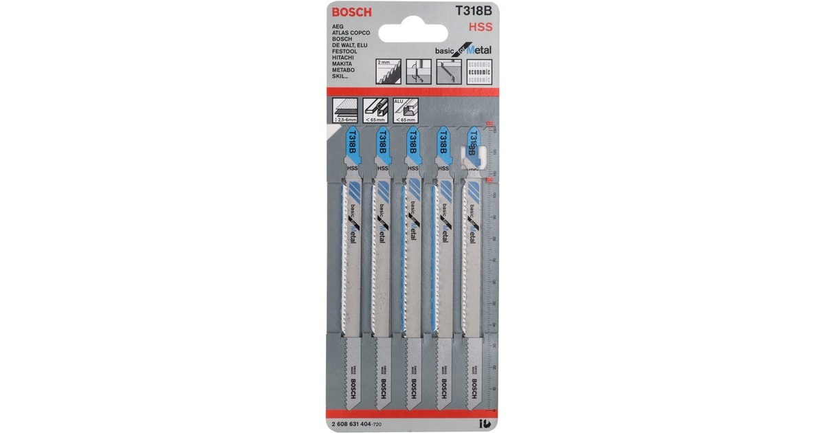 Bosch Stichsägeblatt T 318 B Basic for Metal, 132mm(5 Stück)