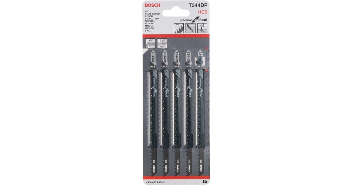 Bosch Stichsägeblatt T 344 DP Precision for Wood, 152mm(5 Stück)
