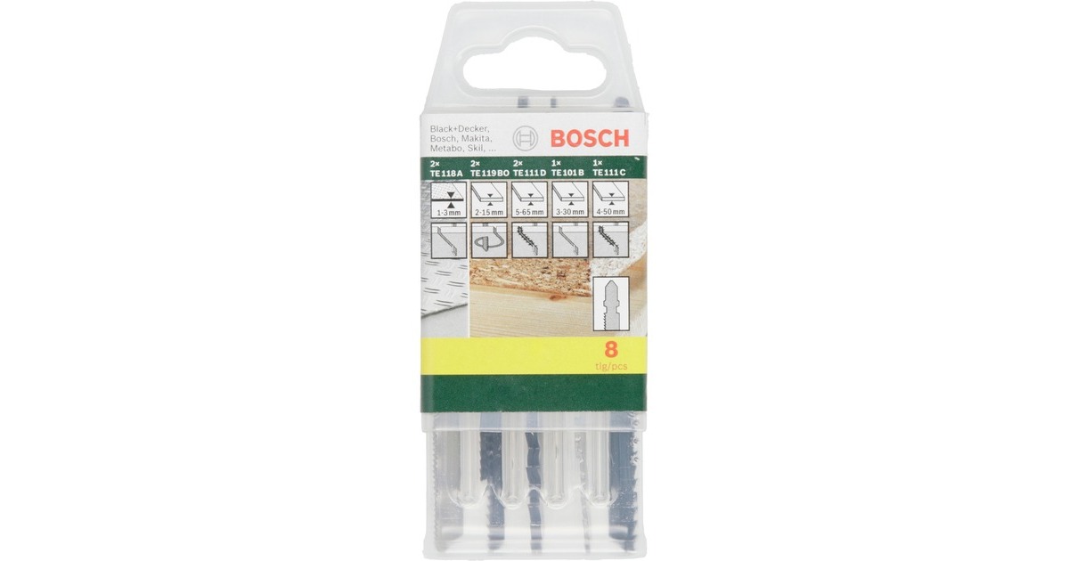 Bosch Stichsägeblattbox Holz/Metall/Kunststoff, 8-teilig, Sägeblatt-Satz(T-Schaft)