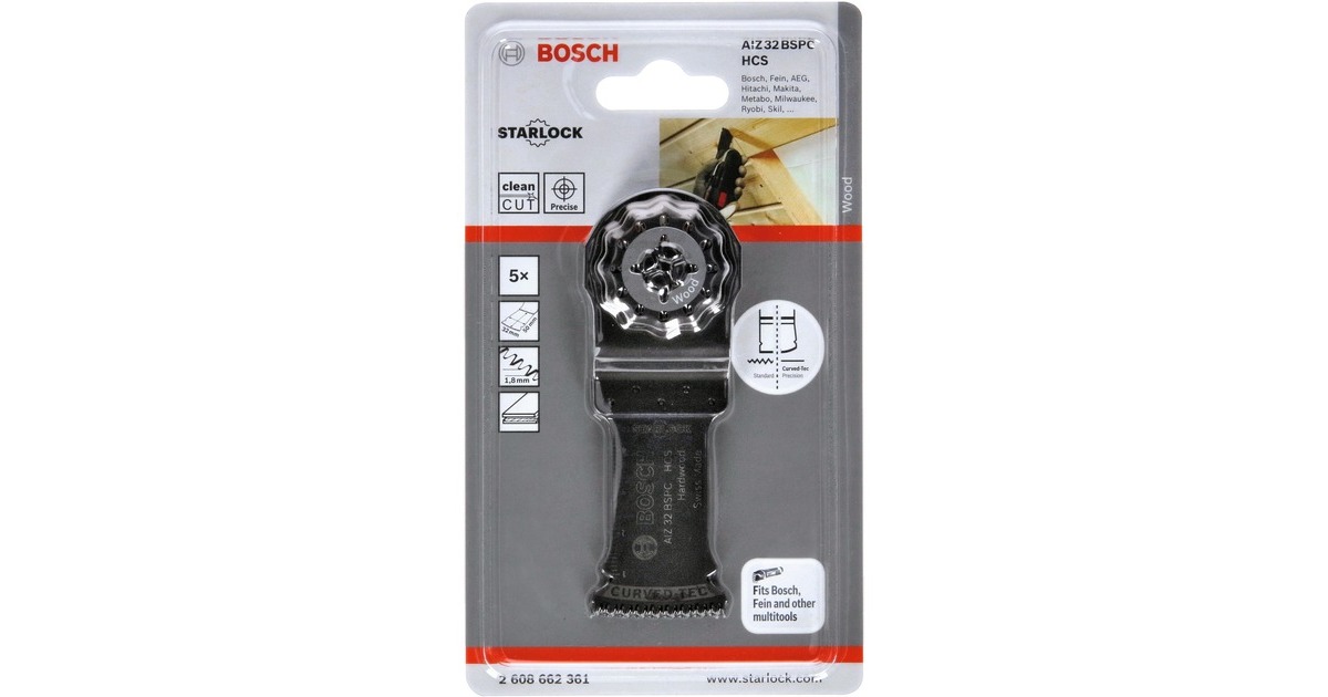 Bosch Tauchsägeblatt AIZ 32 BSPC Hardwood(5 Stück, HCS, Breite 32mm)