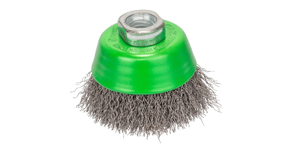 Bosch Topfbürste Clean for Inox, Ø 65mm, gewellt(0,3mm Edelstahldraht, M14, für Winkelschleifer)