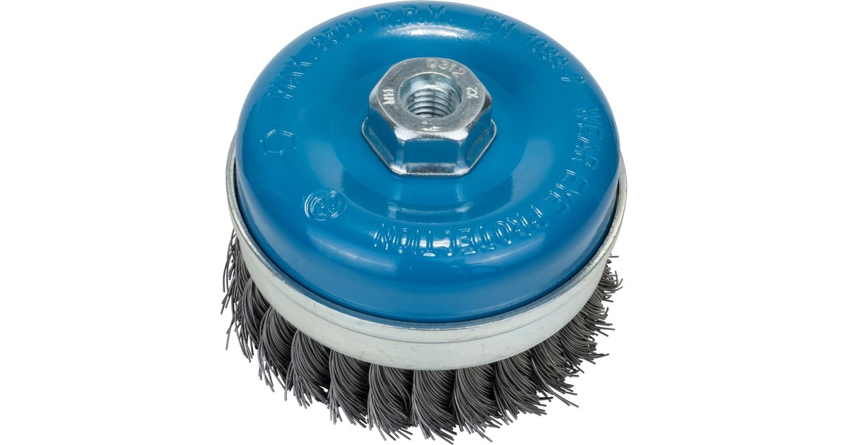 Bosch Topfbürste Heavy for Metal, Ø 100mm, gezopft(0,5mm Stahldraht, M14, für Winkelschleifer)