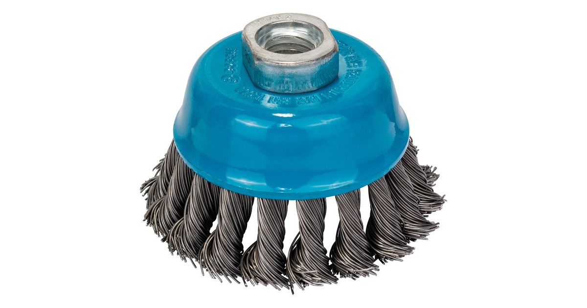 Bosch Topfbürste Heavy for Metal, Ø 75mm, gezopft(0,5mm Stahldraht, M14, für Winkelschleifer)