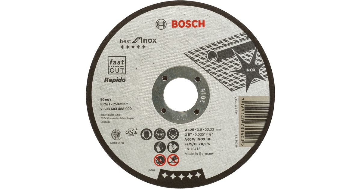 Bosch Trennscheibe Best for Inox - Rapido, Ø 125mm(Bohrung 22,23mm, A 60 W INOX BF, gerade)