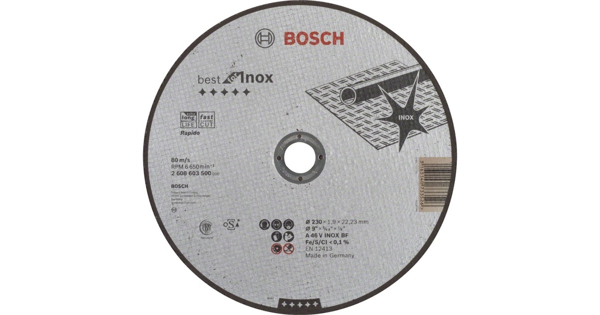 Bosch Trennscheibe Best for Inox - Rapido, Ø 230mm(Bohrung 22,23mm, A 46 V INOX BF, gerade)