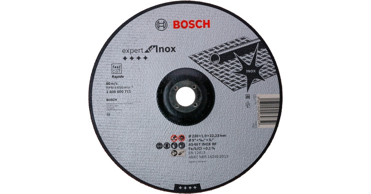 Bosch Trennscheibe Expert for Inox - Rapido, Ø 230mm(Bohrung 22,23mm, AS 46 T INOX BF, gekröpft)