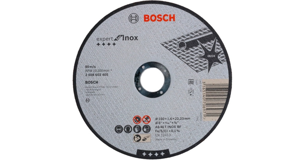 Bosch Trennscheibe Expert for Inox, Ø 150mm(Bohrung 22,23mm, AS 46 T INOX BF, gerade)