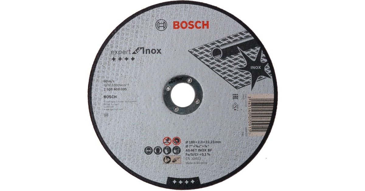 Bosch Trennscheibe Expert for Inox, Ø 180mm(Bohrung 22,23mm, AS 46 T INOX BF, gerade)