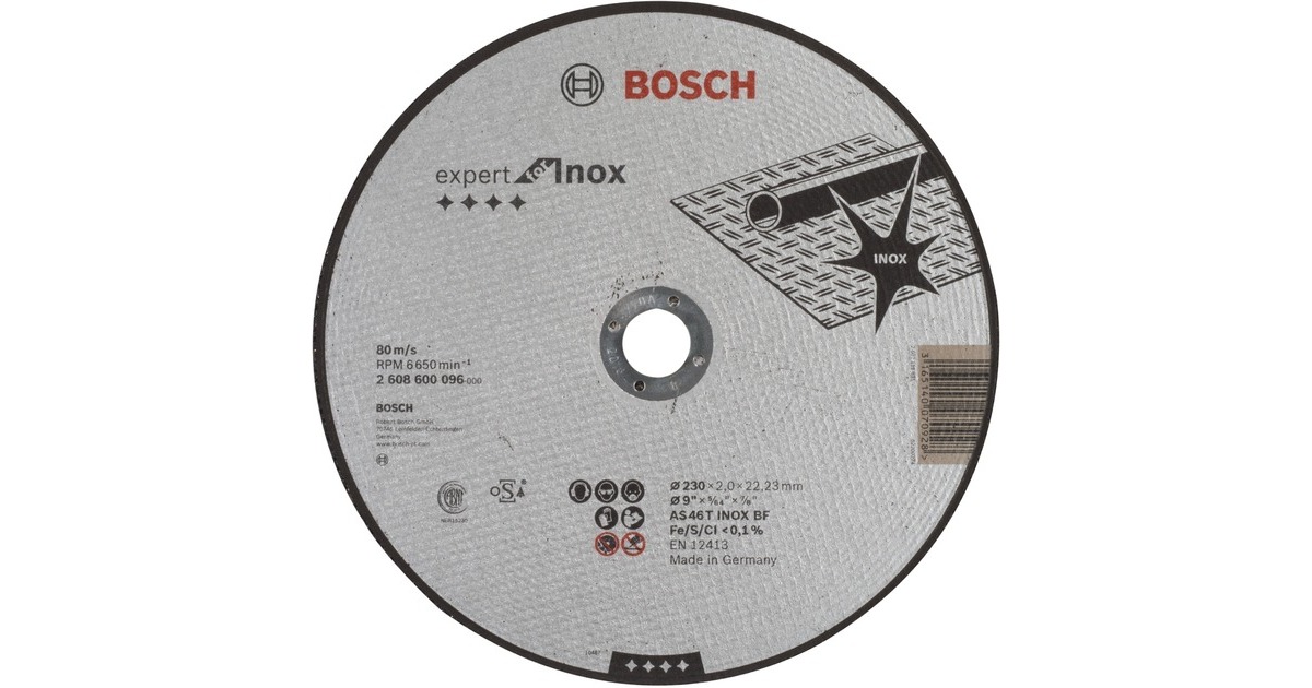 Bosch Trennscheibe Expert for Inox, Ø 230mm(Bohrung 22,23mm, AS 46 T INOX BF, gerade)
