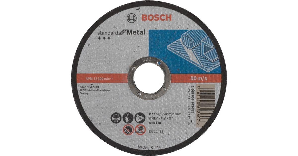Bosch Trennscheibe Standard for Metal, Ø 115mm(Bohrung 22,23mm, A 60 T BF, gerade)