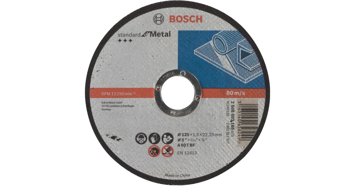 Bosch Trennscheibe Standard for Metal, Ø 125mm( Bohrung 22,23mm, A 60 T BF, gerade)