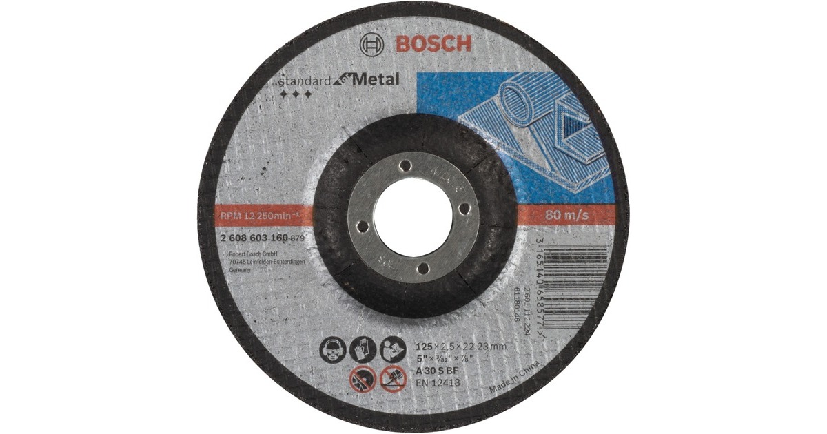 Bosch Trennscheibe Standard for Metal, Ø 125mm(Bohrung 22,23mm, A 30 S BF, gekröpft)