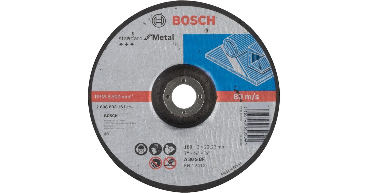 Bosch Trennscheibe Standard for Metal, Ø 180mm(Bohrung 22,23mm, A 30 S BF, gekröpft)