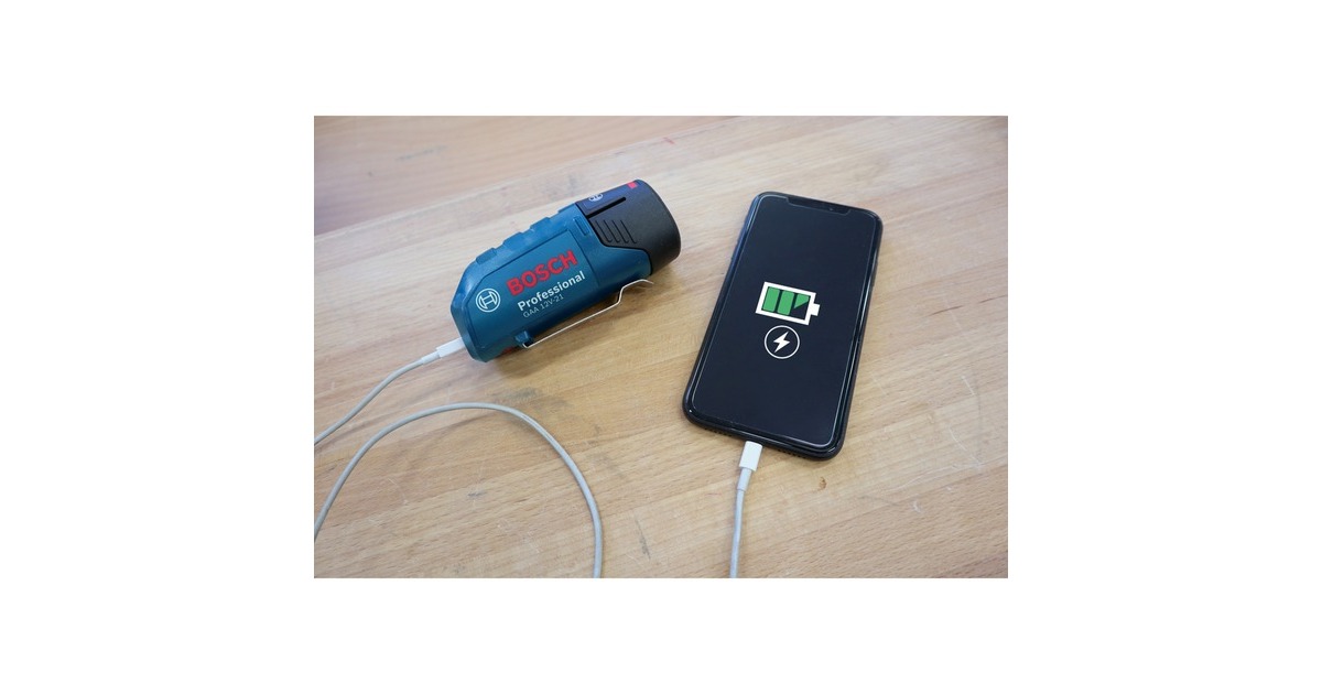 Bosch USB-Ladeadapter GAA 12V-21 Professional, Ladegerät(blau, für 10,8 / 12 Volt Akkus, 1x USB, 1x DC)