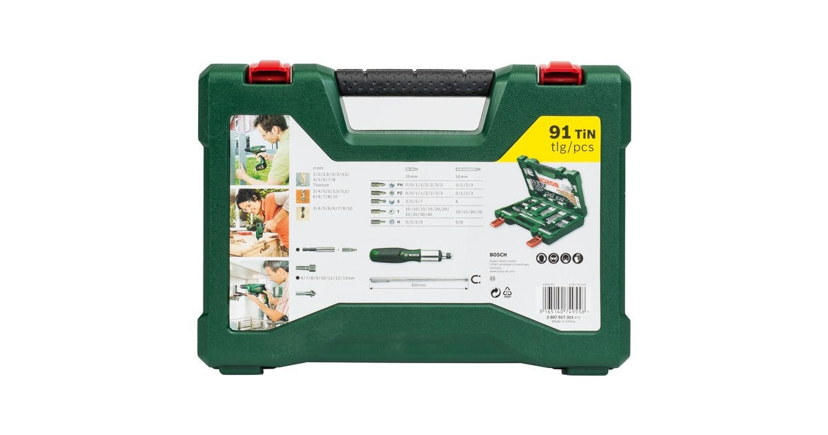 Bosch V-Line TIN Bohrer- / Bit-Set, 91-teilig, Bohrer- & Bit-Satz(grün)