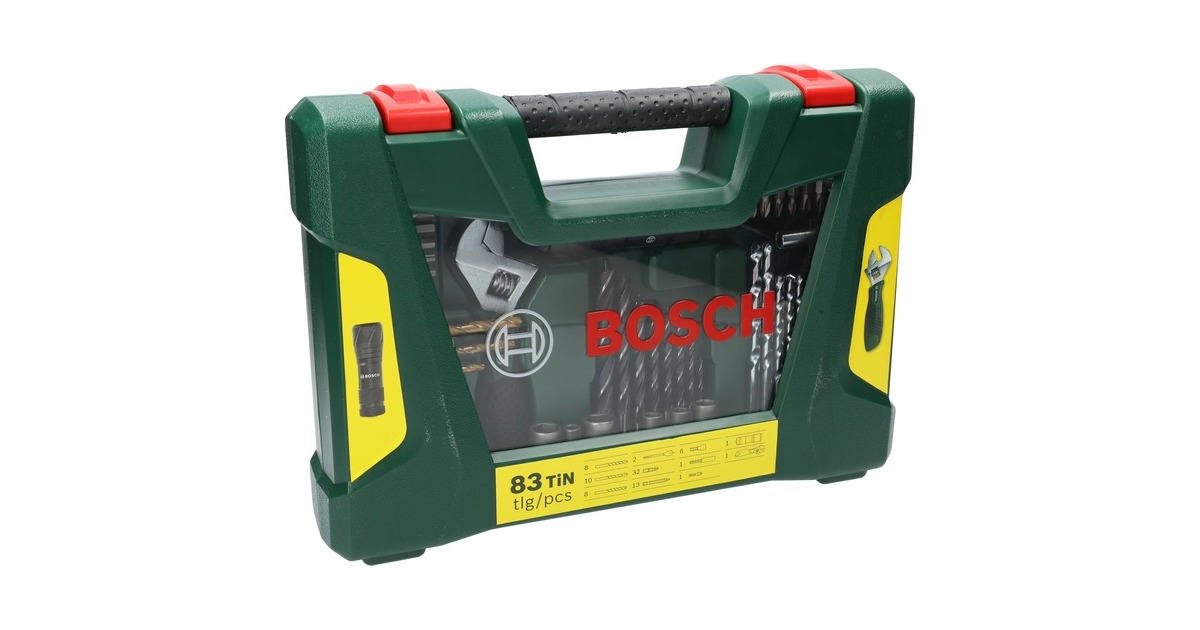 Bosch V-Line TiN-Bohrer- und Bit-Set, 83-teilig, Bohrer- & Bit-Satz(grün, mit Rollgabelschlüssel)