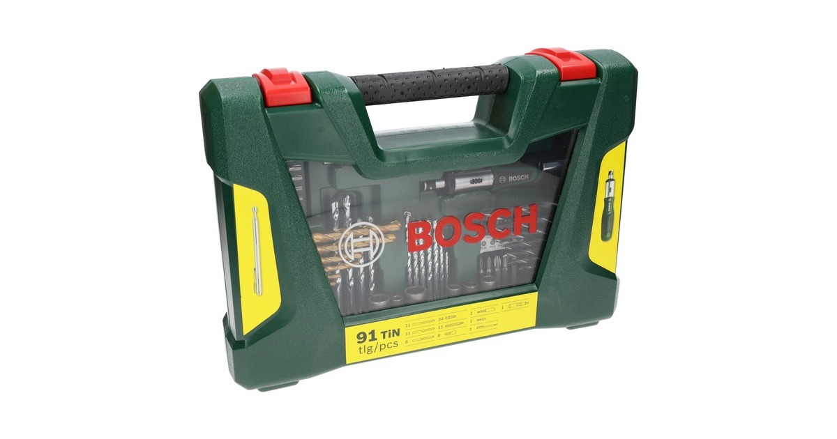 Bosch V-Line TiN-Bohrer- und Bit-Set, 91-teilig , Bohrer- & Bit-Satz(grün)