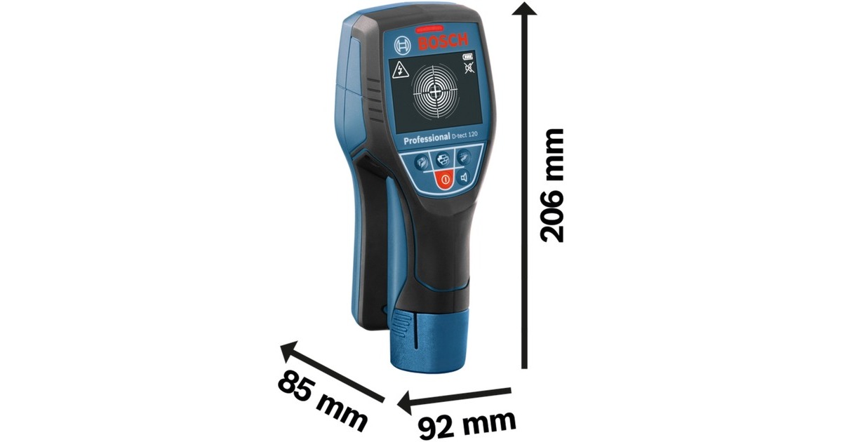 Bosch Wallscanner D-tect 120 Professional, 12Volt, Ortungsgerät(blau/schwarz, Li-Ionen-Akku 2,0 Ah, in L-BOXX 136)