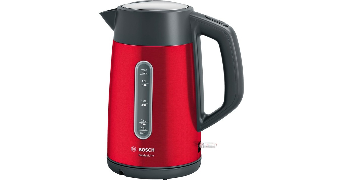 Bosch Wasserkocher DesignLine TWK4P434(rot/grau, 1,7 Liter)