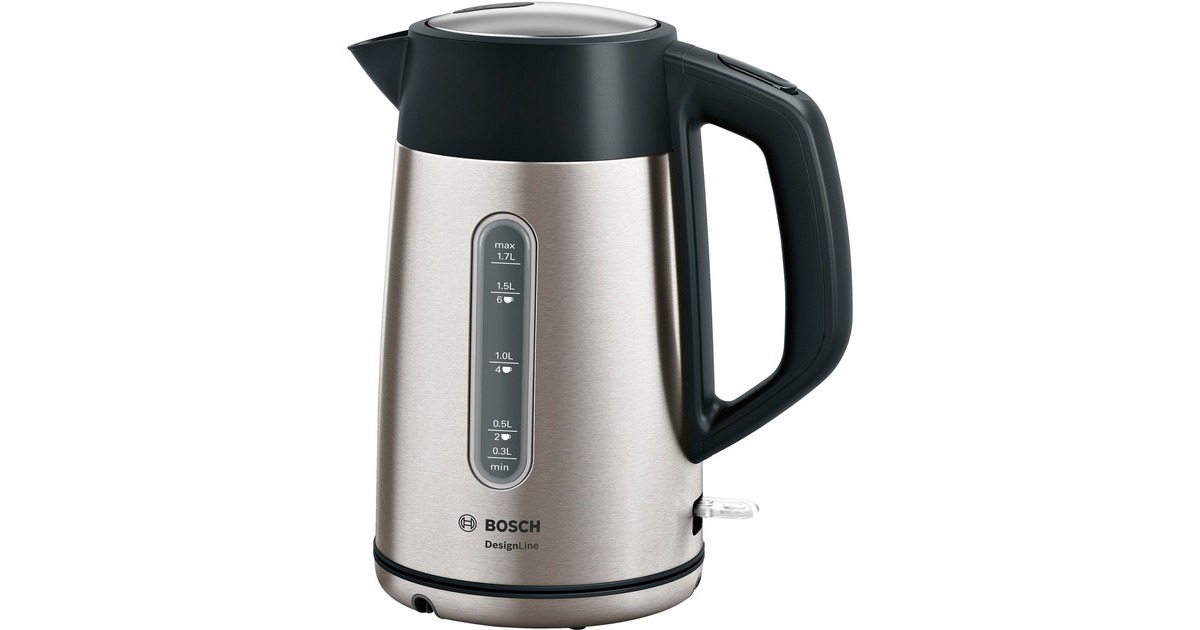Bosch Wasserkocher DesignLine TWK4P440(edelstahl/schwarz, 1,7 Liter)