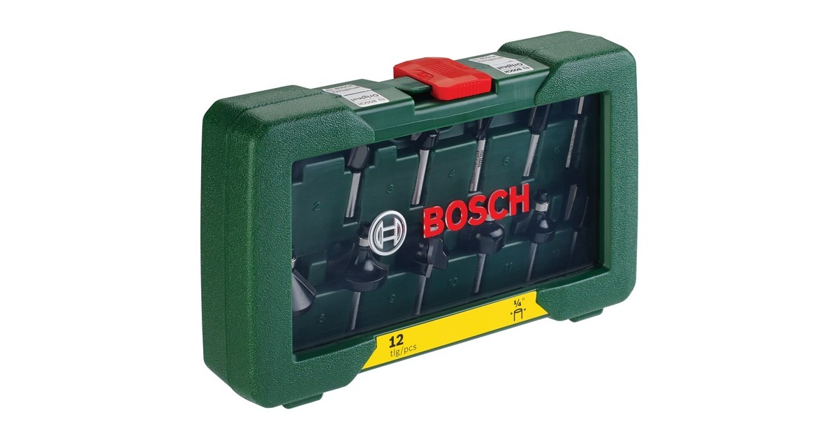 Bosch Wolfram-Carbide-Fräser-Set, 12-teilig(1/4