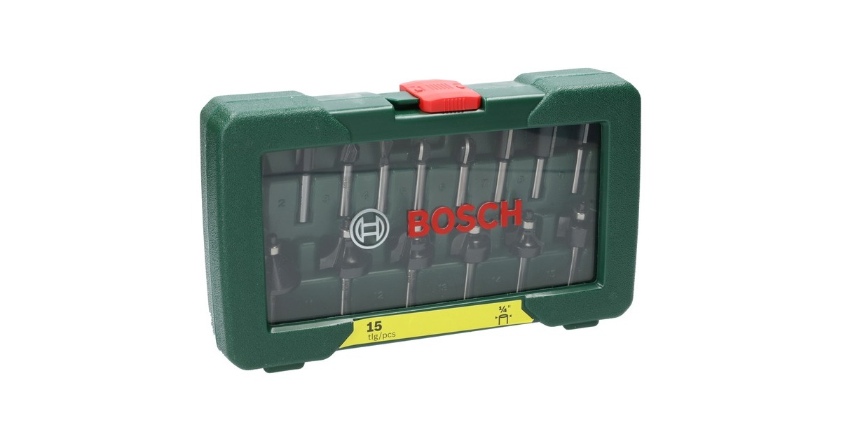Bosch Wolfram-Carbide-Fräser-Set, 15-teilig(1/4